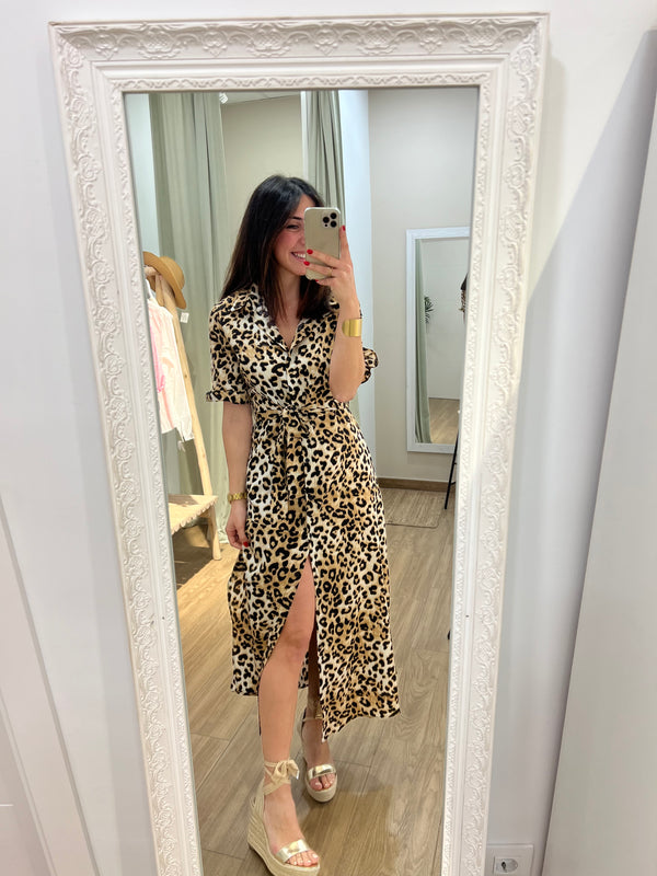 Vestido camisero leopardo